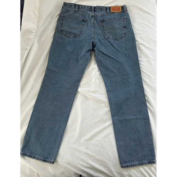Levi's 505 Regular Fit Straight Leg Blue Denim Jeans Men's Size 38x34 - Picture 2 of 4